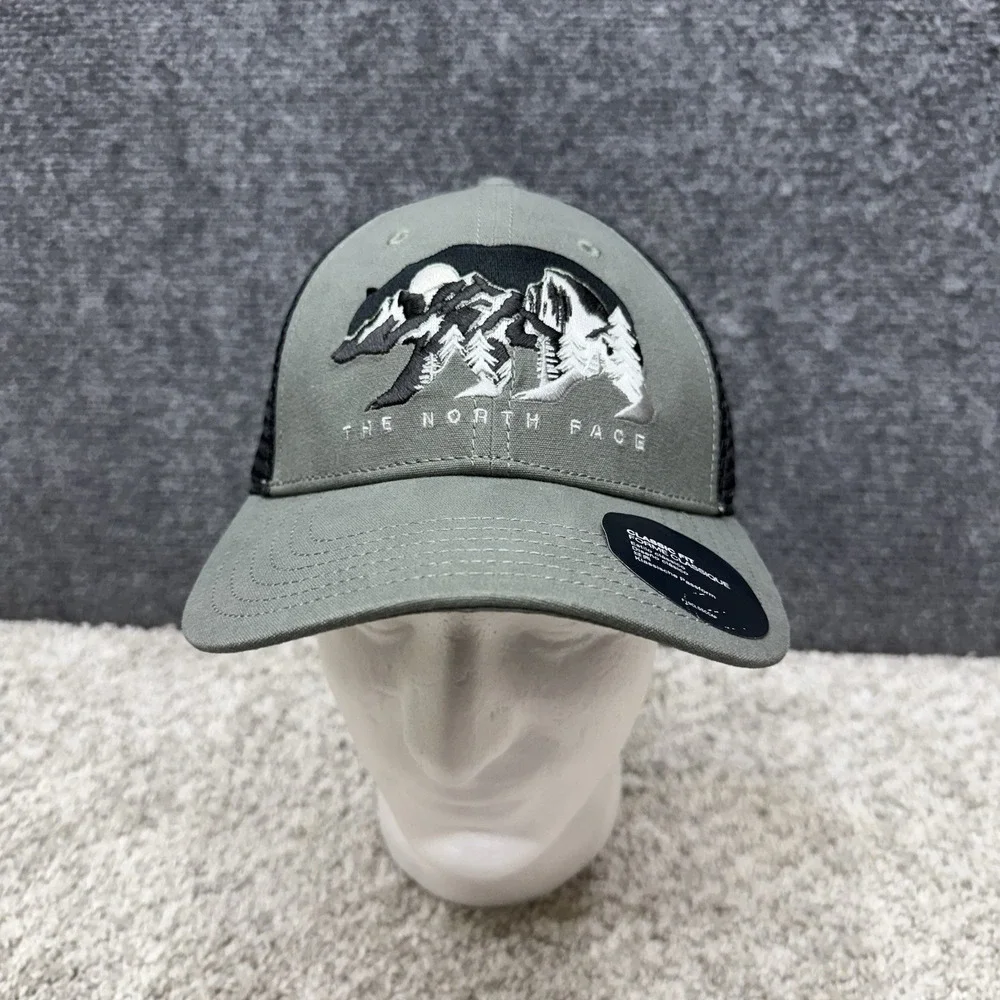 The North Face SnapBack hat cap bear‎ mountain trees gray/black adjustable